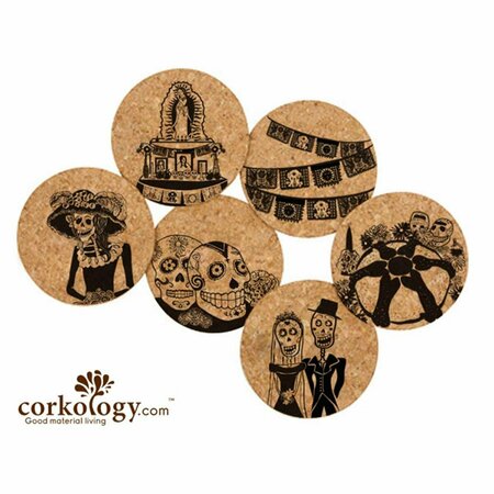 CORKOLOGY Day Of The Dead Cork Coaster Sets CO99646